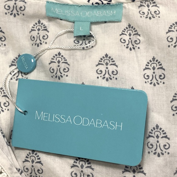 NWT Melissa Claudia Odabash White & Blue Aztec Print Fringe Mini or Coverup-Sz L - Picture 5 of 8